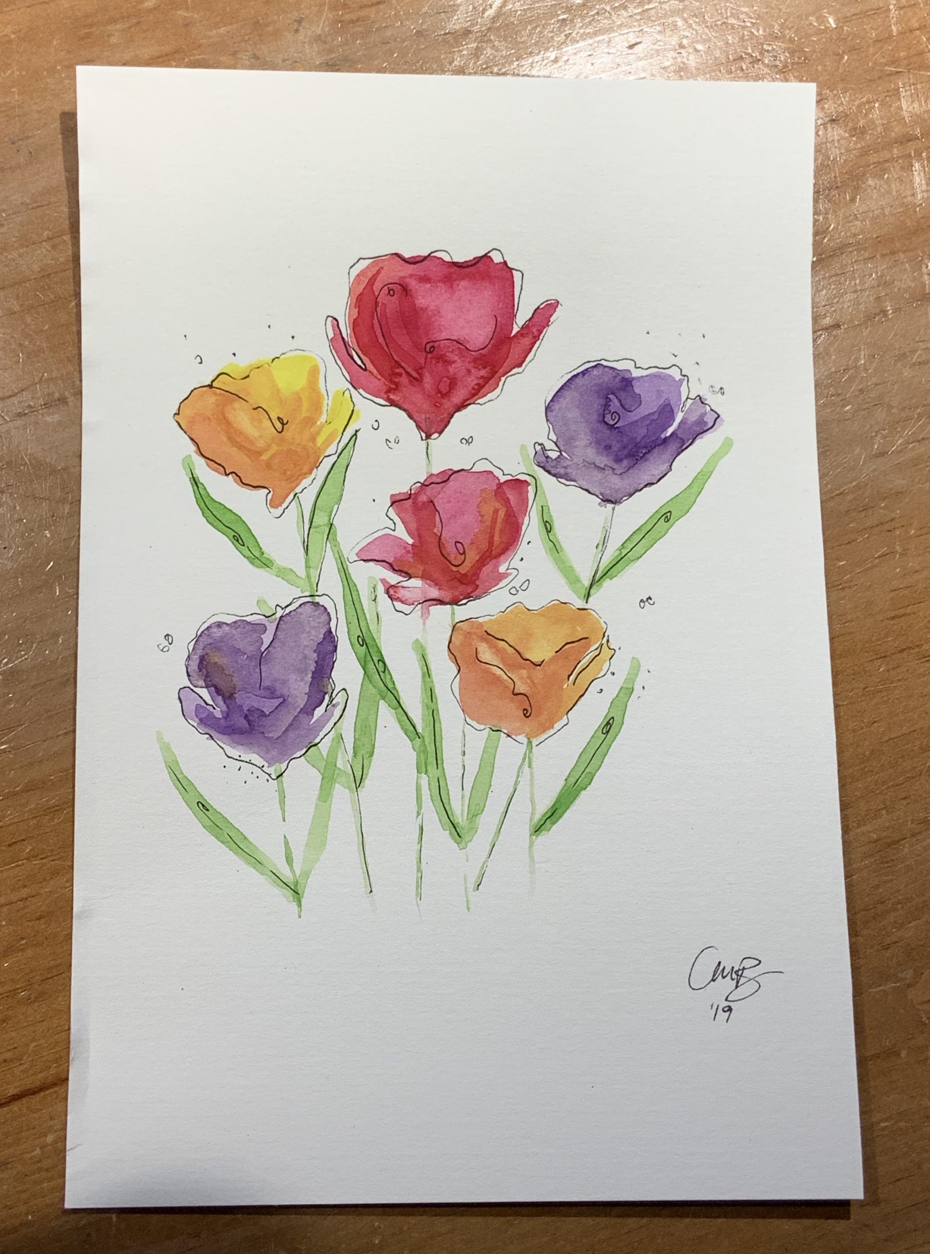 Watercolour Tulips