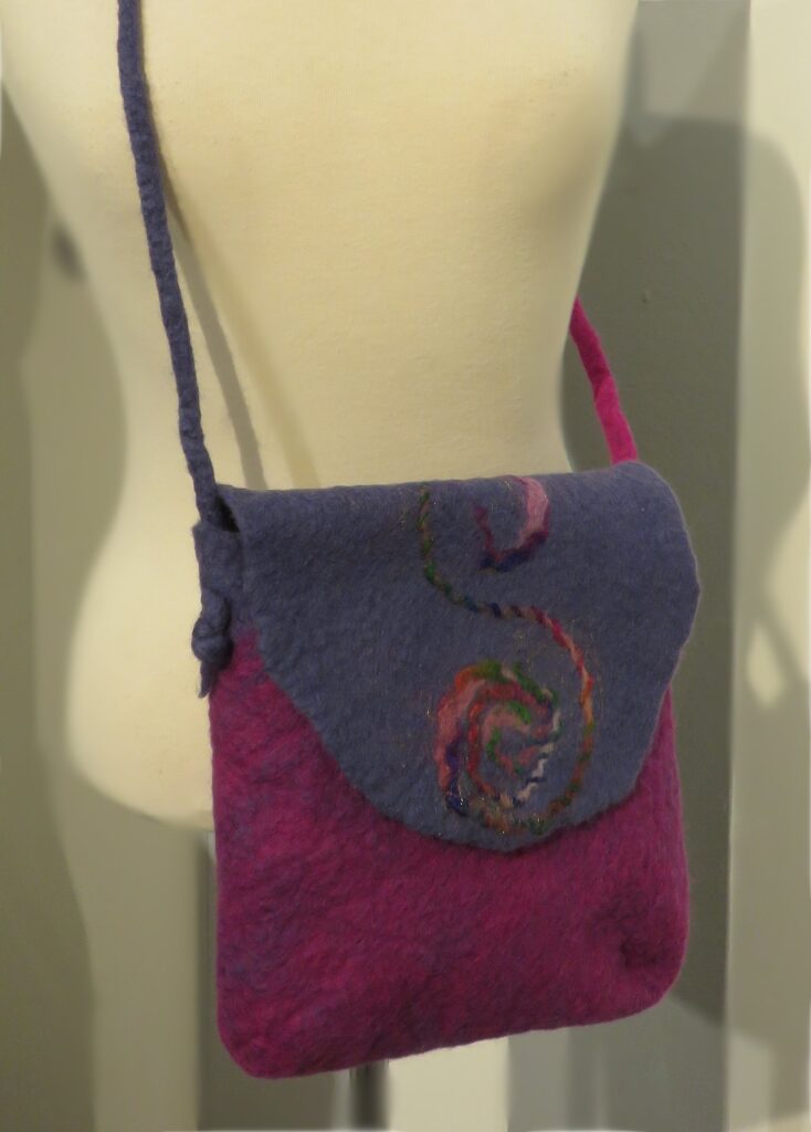 Blue Magenta Felted Bag